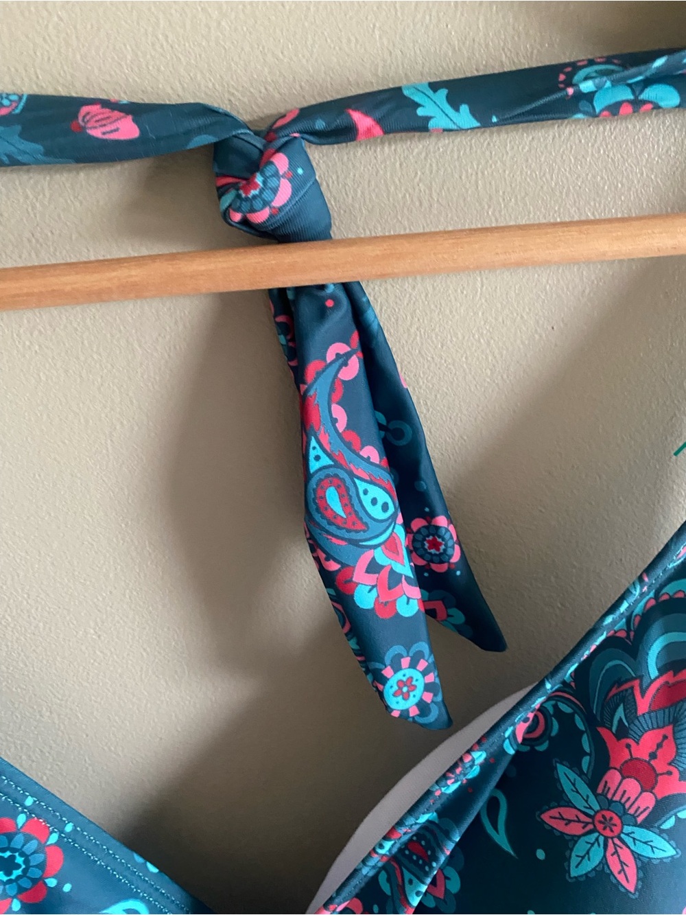 Halter One-Piece Swimdress in Teal‎ Paisley - Picture 5 of 11